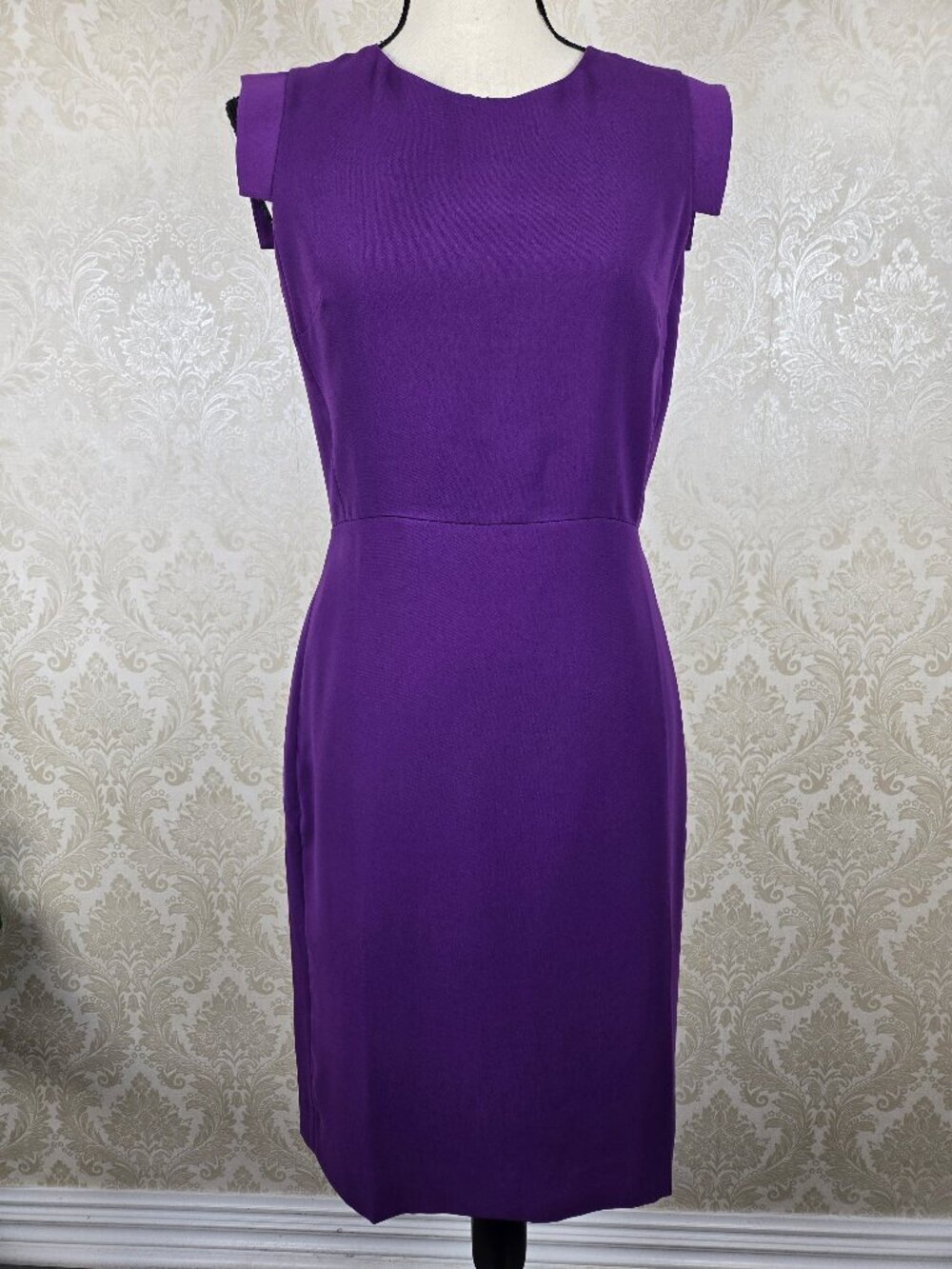 J Crew Mercantile Sz 4 Purple Sheath Cap Sleeve Walking Slit Lined Back Zip NWT